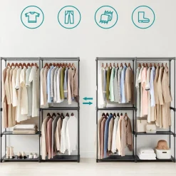 Clearance SONGMICS Penderie tissu gris