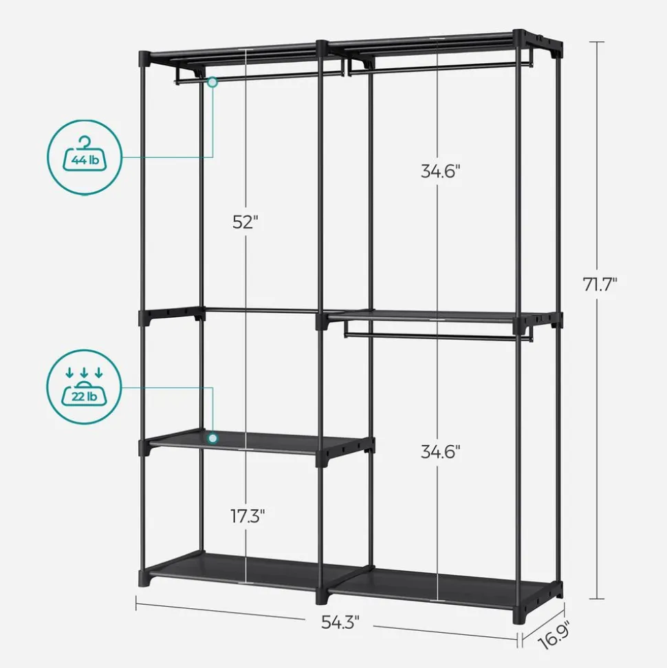 Clearance SONGMICS Penderie tissu gris