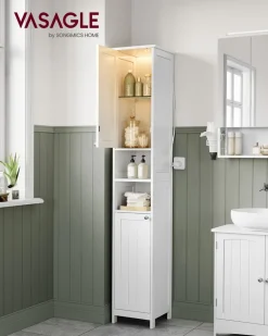 New SONGMICS Petit meuble de salle de bain petit espace Gris Tourterelle