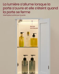 New SONGMICS Petit meuble de salle de bain petit espace Gris Tourterelle