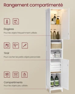 New SONGMICS Petit meuble de salle de bain petit espace Gris Tourterelle