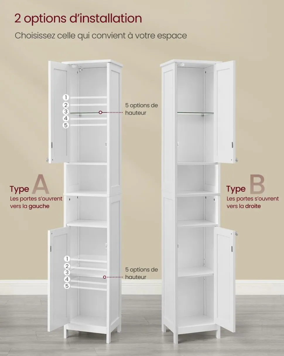 New SONGMICS Petit meuble de salle de bain petit espace Gris Tourterelle