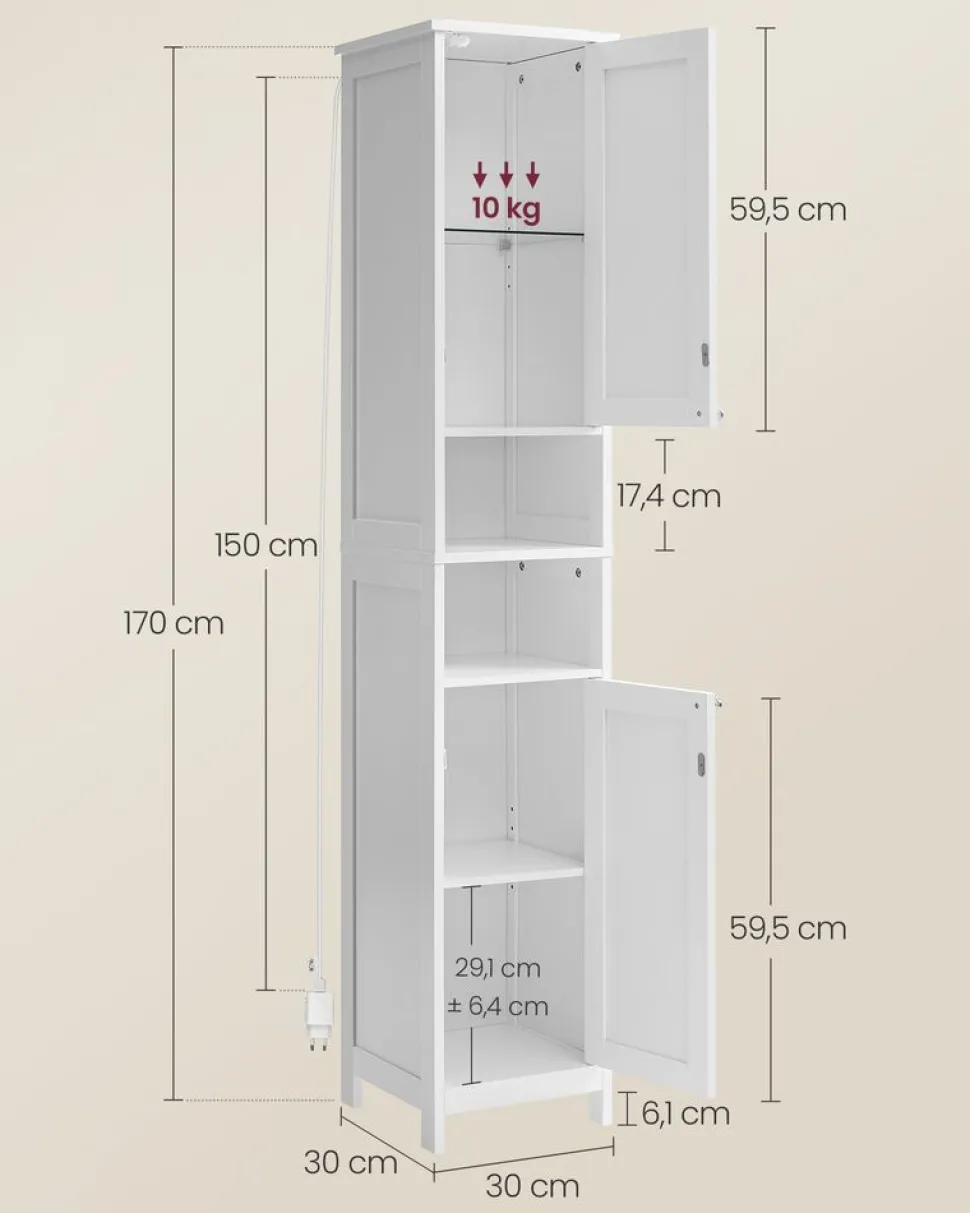 New SONGMICS Petit meuble de salle de bain petit espace Gris Tourterelle
