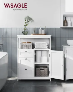 Outlet SONGMICS Placard avec miroir 3 portes Blanc