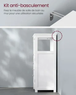 Outlet SONGMICS Placard avec miroir 3 portes Blanc