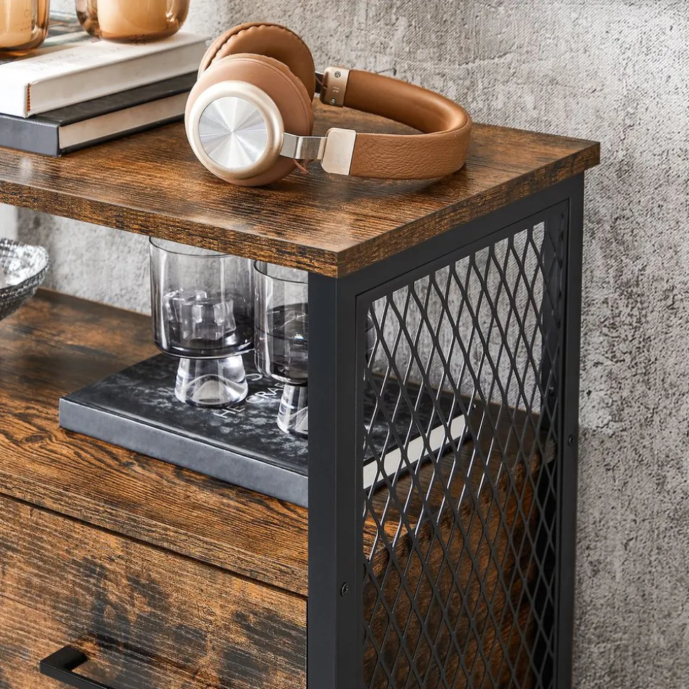 Clearance SONGMICS Placard grilles lattes Marron rustique