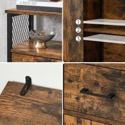 Clearance SONGMICS Placard grilles lattes Marron rustique