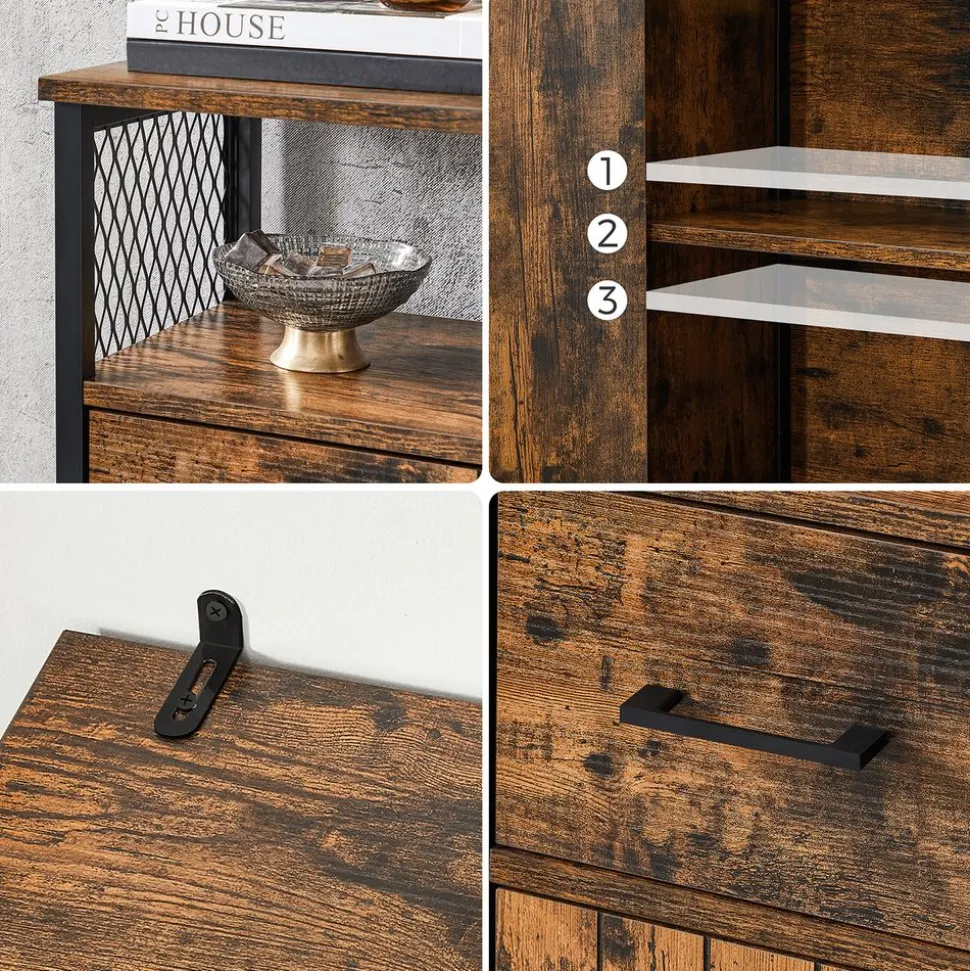 Clearance SONGMICS Placard grilles lattes Marron rustique