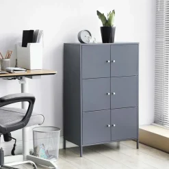 Shop SONGMICS Placard métal Gris