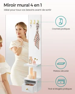 Discount SONGMICS Placard mural 2 portes blanc