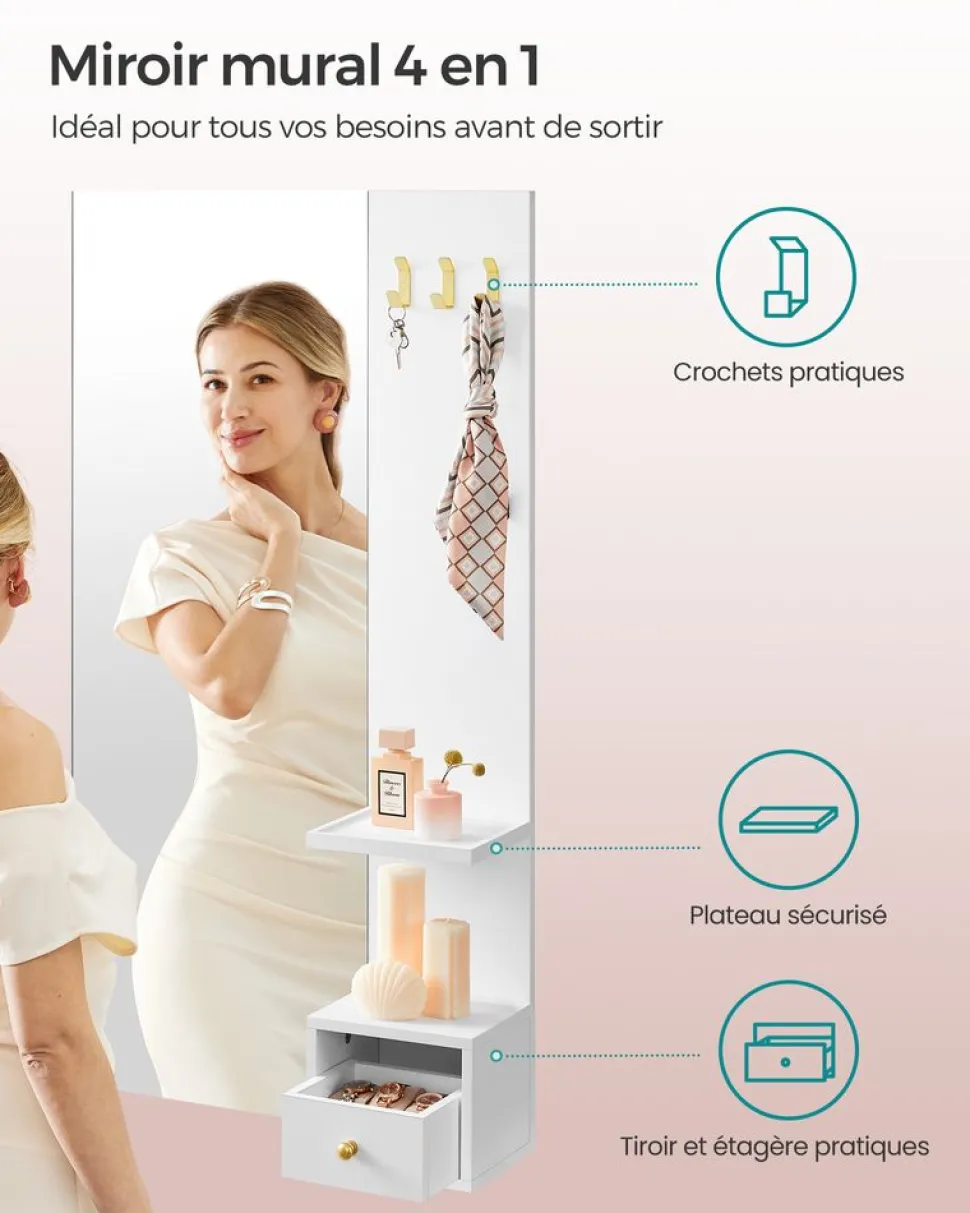 Discount SONGMICS Placard mural 2 portes blanc