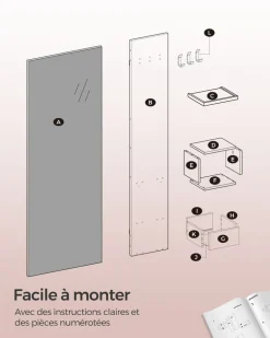 Discount SONGMICS Placard mural 2 portes blanc