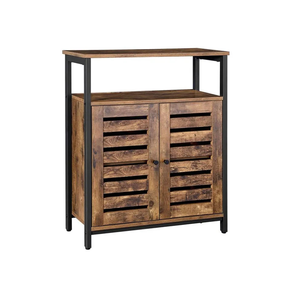 Outlet SONGMICS Placard portes persiennes Marron Rustique