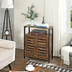 Outlet SONGMICS Placard portes persiennes Marron Rustique