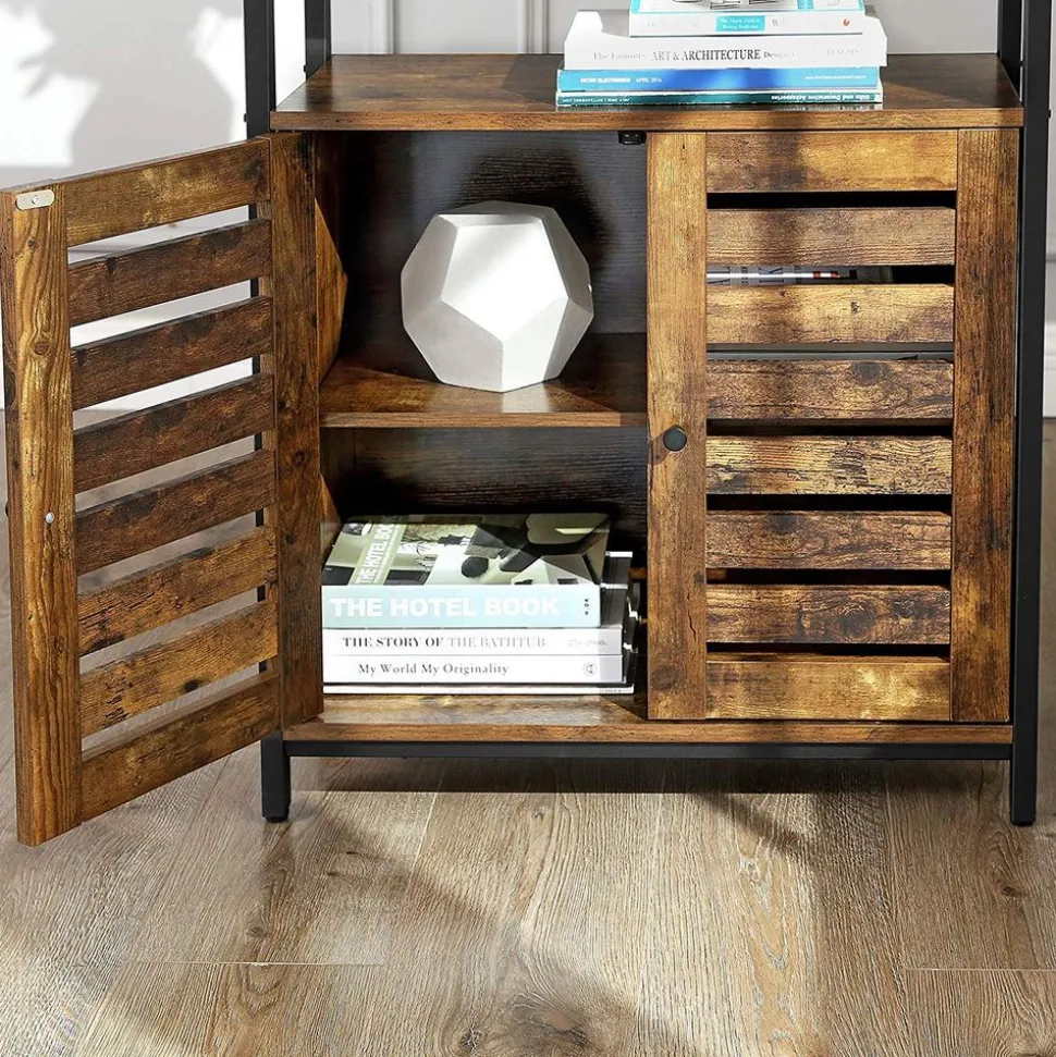 Outlet SONGMICS Placard portes persiennes Marron Rustique