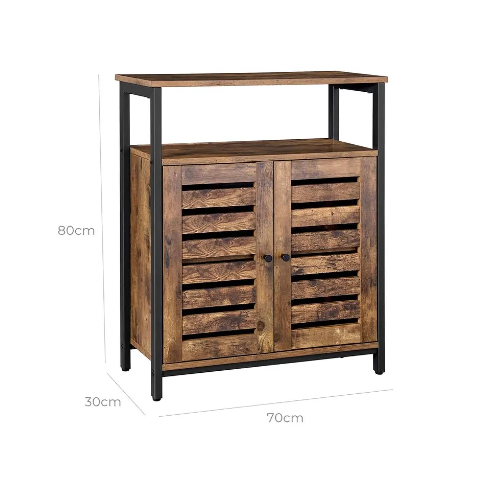 Outlet SONGMICS Placard portes persiennes Marron Rustique