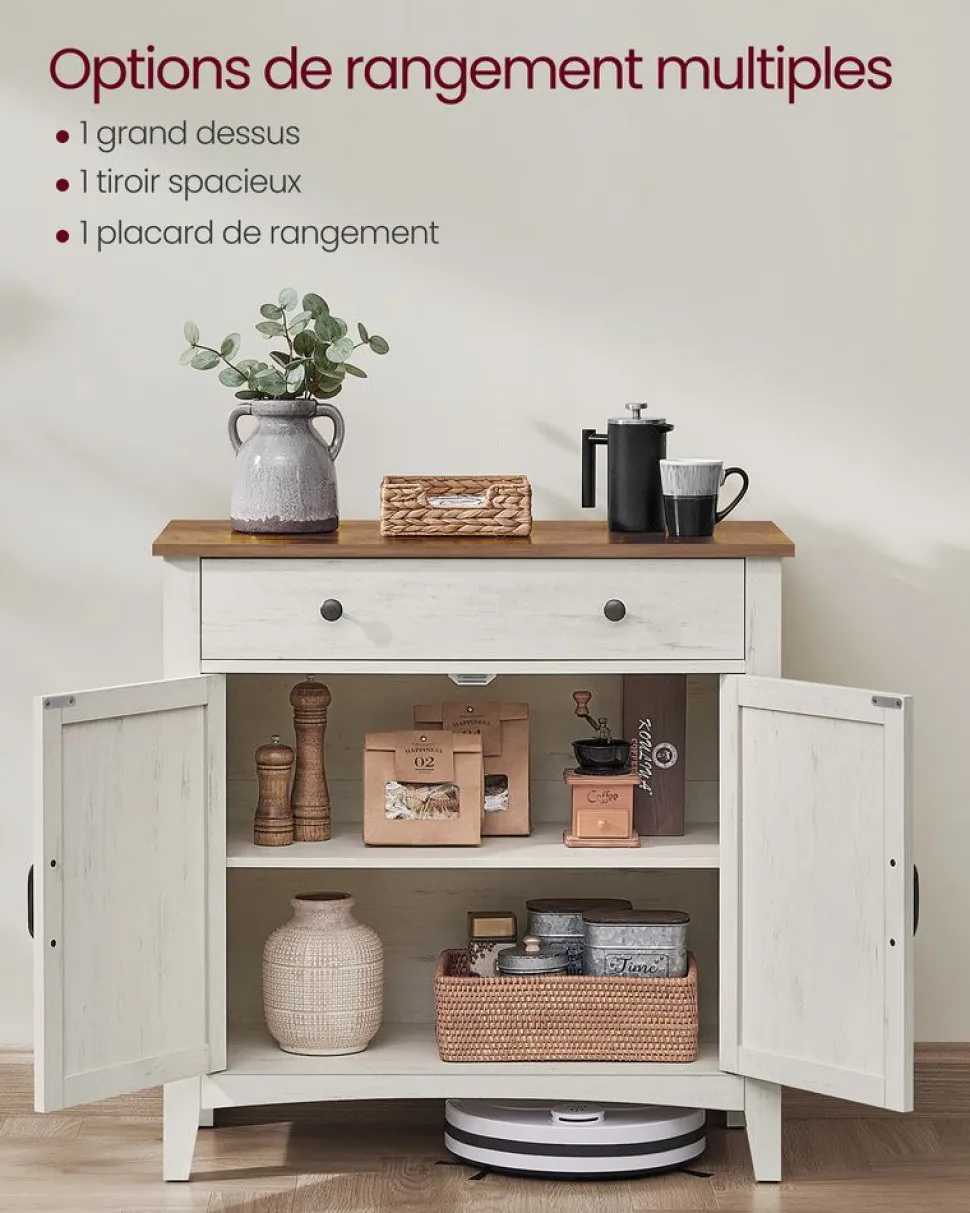 Shop SONGMICS Placard salle de bain persiennes Blanc