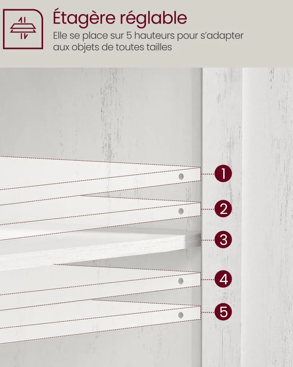 Shop SONGMICS Placard salle de bain persiennes Blanc