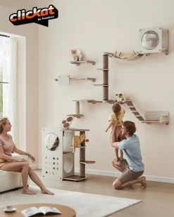 Discount SONGMICS Planet Enemble de 10 meubles pour chat muraux Marron Avoine + Marron Café