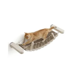 Best SONGMICS Pont pour chat mural avec tapis en tissu Marron Avoine + Marron Café