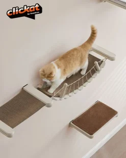 Best SONGMICS Pont pour chat mural avec tapis en tissu Marron Avoine + Marron Café