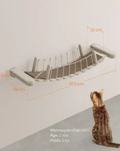 Best SONGMICS Pont pour chat mural avec tapis en tissu Marron Avoine + Marron Café