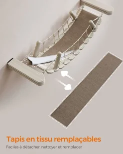 Best SONGMICS Pont pour chat mural avec tapis en tissu Marron Avoine + Marron Café