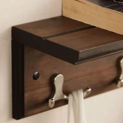 Cheap SONGMICS Portant 4 crochets marron Marron Rustique