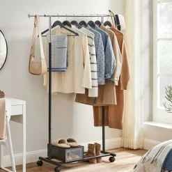 Cheap SONGMICS Portant à roulettes Noir