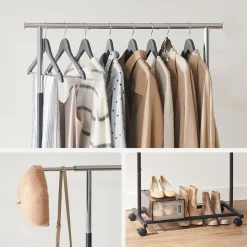 Cheap SONGMICS Portant à roulettes Noir