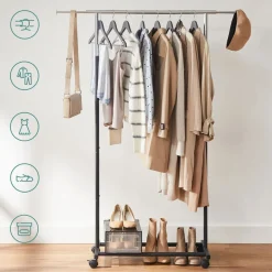 Cheap SONGMICS Portant à roulettes Noir