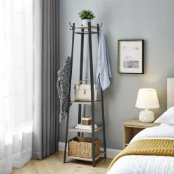 Hot SONGMICS Portant à vêtement du sol au plafond 3 niveaux blanc mat