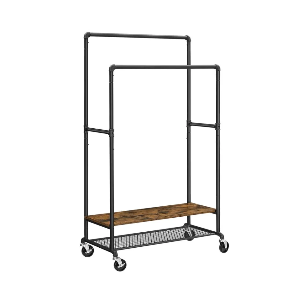 Best Sale SONGMICS Portant à vêtements 2 barres Brun Vintage Noir