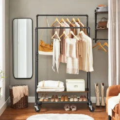 Best Sale SONGMICS Portant à vêtements 2 barres Brun Vintage Noir