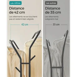 Cheap SONGMICS Portant à vêtements avec roulettes double barre noir