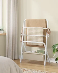 Flash Sale SONGMICS Portant à vêtements double barre en métal à 2 niveaux charge 55 kg blanc