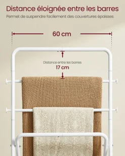 Flash Sale SONGMICS Portant à vêtements double barre en métal à 2 niveaux charge 55 kg blanc