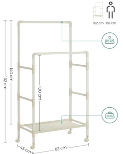 Shop SONGMICS Portant à vêtements en métal gris