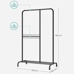 Cheap SONGMICS Portant à vêtements noir Brun Vintage Noir