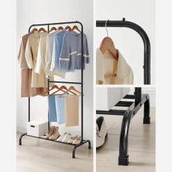 Cheap SONGMICS Portant à vêtements noir Brun Vintage Noir