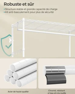 Online SONGMICS Portant à vêtements ouvert avec étagères grillagées avec 2 tiroirs et tringle à vêtements noir d'encre