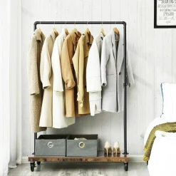 Outlet SONGMICS Portant planche industriel Marron Rustique + Noir