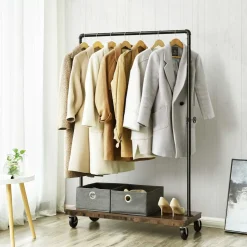 Outlet SONGMICS Portant planche industriel Marron Rustique + Noir