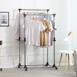 Store SONGMICS Portant vêtements 2 barres bleu