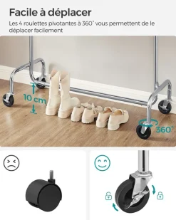 Store SONGMICS Portant vêtements métal