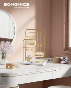 Flash Sale SONGMICS Porte-bijoux doré et blanc