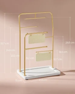 Flash Sale SONGMICS Porte-bijoux doré et blanc