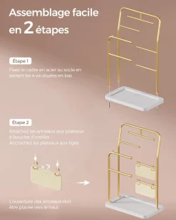 Flash Sale SONGMICS Porte-bijoux doré et blanc