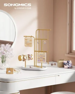 Shop SONGMICS Porte-bijoux en métal doré métallique