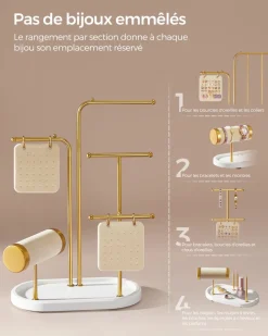 Shop SONGMICS Porte-bijoux en métal doré métallique